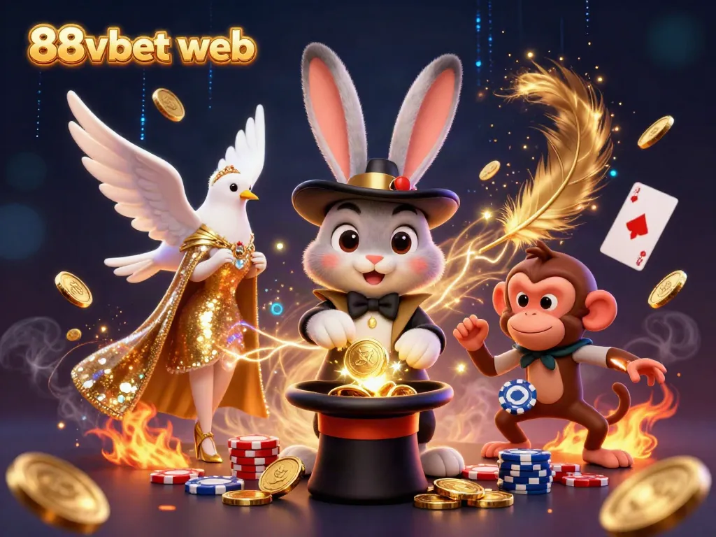 Experience thrilling wins at 88vbet web with a magical scene of a rabbit and dove in a vibrant casino